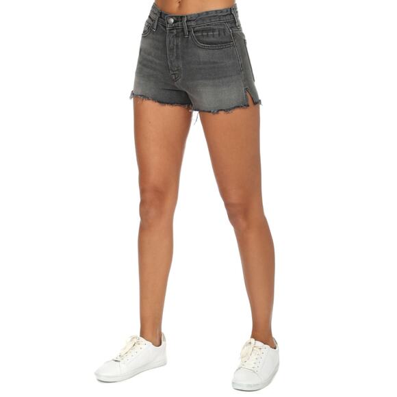 GRLFRND Revolve Cindy Gray Cotton High Waisted Raw Hem Denim Cut Off Shorts 27 - Picture 2 of 10
